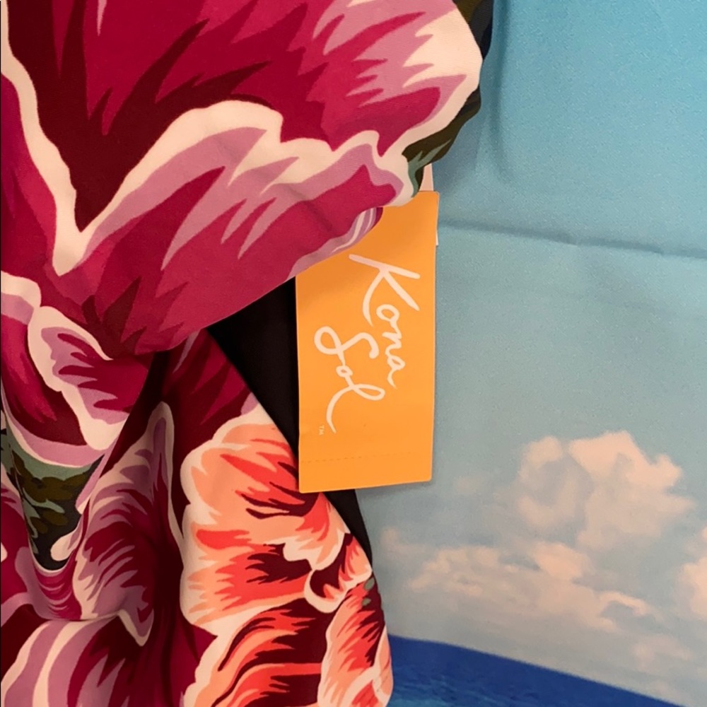 Kona Sol Floral One Piece Swimsuit Medium #AA044 - Picture 2 of 9